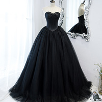 Black tulle long ball gown dress black evening gown - Thumbnail 5