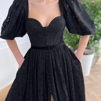 Marvelous A-Line Sweetheart Black Lace Prom Evening Dresses Party Dresses 2022 - Thumbnail 2