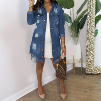 Sexy Ripped Denim Jacket - Thumbnail 1