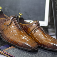Handmade Tan Monk Alligator Shoes, Men Dress Alligator Shoes - Thumbnail 1