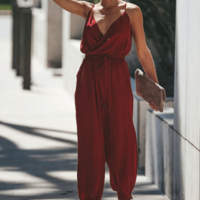 Sexy Backless Deep V-Neck Sling Jumpsuit - Thumbnail 3