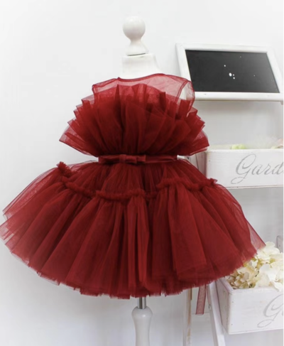 Burgundy Flower Girl Dresses with Sash