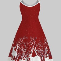 Print Sling Zipper Sexy Dress - Thumbnail 3