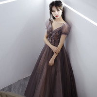 Cute tulle long prom dress A line evening gown - Thumbnail 3