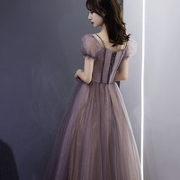 Cute tulle long prom dress A line evening gown - Thumbnail 6