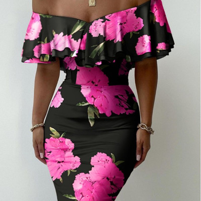 Printed temperament slim sexy high waist dress - Thumbnail 3