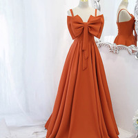 Cute bow long prom dress A line evening gown - Thumbnail 3