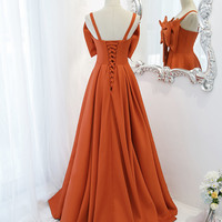 Cute bow long prom dress A line evening gown - Thumbnail 4
