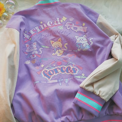 Original cute cartoon cats armed team baseball uniform jacket