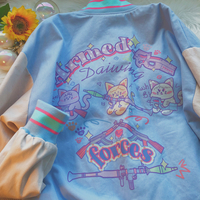 Original cute cartoon cats armed team baseball uniform jacket - Thumbnail 5