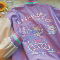 Original cute cartoon cats armed team baseball uniform jacket - Thumbnail 2