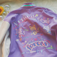 Original cute cartoon cats armed team baseball uniform jacket - Thumbnail 3