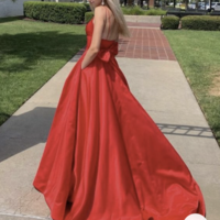 Spaghetti Straps Red Prom Dresses with Bowknot - Thumbnail 1
