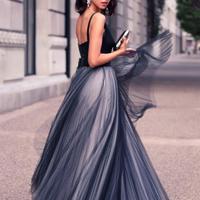 Sexy Top Dark Navy Tulle Prom Dresses,Formal Gown - Thumbnail 1
