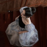 Cute tulle long prom dress A line evening gown - Thumbnail 1