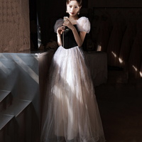 Cute tulle long prom dress A line evening gown - Thumbnail 2