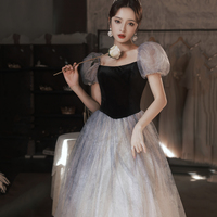 Cute tulle long prom dress A line evening gown - Thumbnail 3