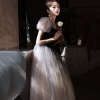 Cute tulle long prom dress A line evening gown - Thumbnail 4