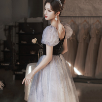 Cute tulle long prom dress A line evening gown - Thumbnail 5