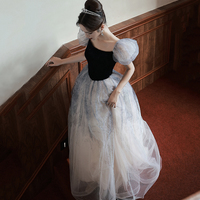 Cute tulle long prom dress A line evening gown - Thumbnail 7