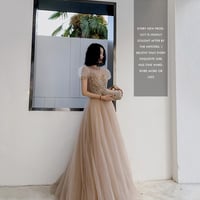 Cute tulle beads long prom dress A line evening gown - Thumbnail 3