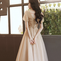 Cute tulle sequins long prom dress evening dress - Thumbnail 3