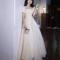 Champagne tulle long prom dress evening gown - Thumbnail 1