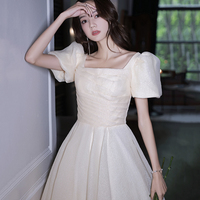 Champagne tulle long prom dress evening gown - Thumbnail 3