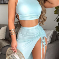 Solid Color Vest Printing Two-Piece Suit - Thumbnail 1