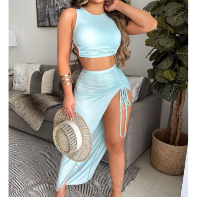 Solid color vest printing two-piece suit