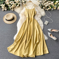 Simple satin A line dress fashion dress party dress - Thumbnail 1