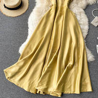 Simple satin A line dress fashion dress party dress - Thumbnail 3