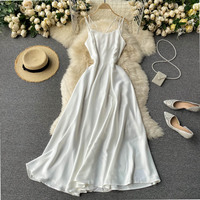 Simple satin A line dress fashion dress party dress - Thumbnail 6