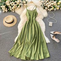 Simple satin A line dress fashion dress party dress - Thumbnail 8