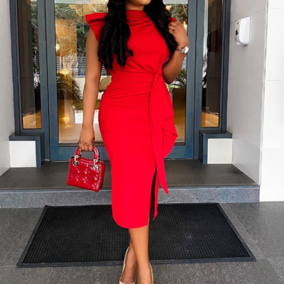 Temperament sexy tight sexy red dress