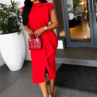 Temperament Sexy Tight Sexy Red Dress - Thumbnail 1