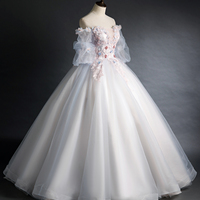 Cute tulle applique long prom gown A line evening gown - Thumbnail 2