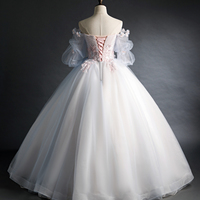 Cute tulle applique long prom gown A line evening gown - Thumbnail 3