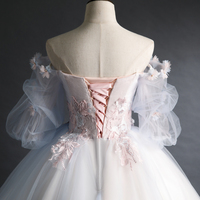 Cute tulle applique long prom gown A line evening gown - Thumbnail 4