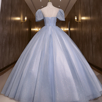 Blue tulle lace long ball gown dress formal gown - Thumbnail 3