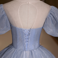 Blue tulle lace long ball gown dress formal gown - Thumbnail 6