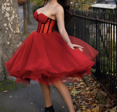 Red Corset Prom Dresses Homecoming Gown