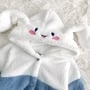 Japanese Winter Soft Plush Fluff Embroidery Sanrio Cinnamoroll Ears Hoodies Cute Nightgown Full Overall Blue Cloud Pajamas-3