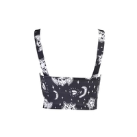 Cute Black Goth Skull Bat Goat Print Zipper Front Camisole Crop Top Tank Summer Aesthetic Casual E-Girl Kawaii Korean Japanese Harajuku - Thumbnail 4