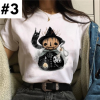 Cute Spooky Black Cat Halloween Horror Print Oversized Short Sleeve Shirt Aesthetic Casual E-Girl Kawaii Korean Japanese Harajuku - Thumbnail 4