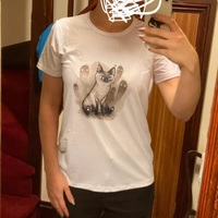 Cute Spooky Black Cat Halloween Horror Print Oversized Short Sleeve Shirt Aesthetic Casual E-Girl Kawaii Korean Japanese Harajuku - Thumbnail 7