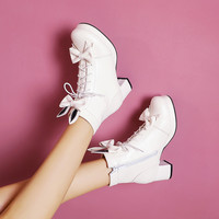 New Short Boots Bow Sweet Martin Boots - Thumbnail 1