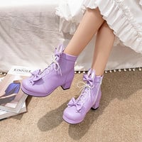 New Short Boots Bow Sweet Martin Boots - Thumbnail 3