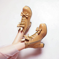 New Short Boots Bow Sweet Martin Boots - Thumbnail 4