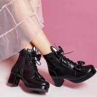 New Short Boots Bow Sweet Martin Boots - Thumbnail 7